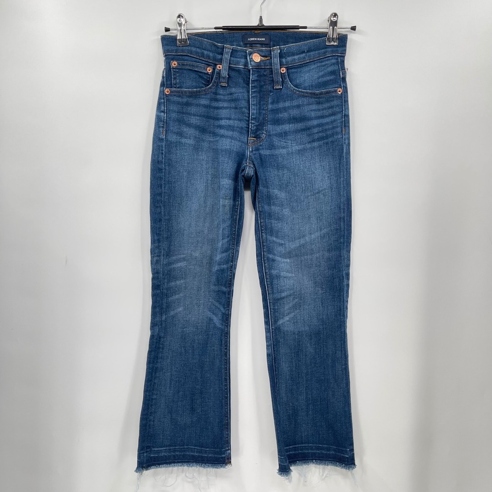 J Crew‎ Jeans Billie Demi Boot Crop Dark Wash Distressed Raw Hem Womens Size 24P